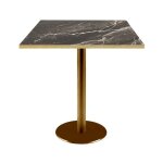 Table - rome bistrot 70x70cm - plateau marbre noir vein� - pi�tement fonte thermolaqu�e - h73cm