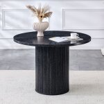 Table ronde 100 cm - redom - avec 4 segments - en mdf noir et pieds cylindriques
