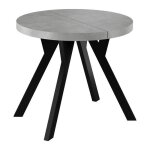 Table ronde d�cor beton extensible de 100 � 200 cm balut home pied central en y noir salle � manger moderne ...
