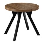 Table ronde d�cor hunton ?extensible de 100 � 200 cm balut home pied central en y noir salle � manger ...