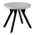 Table ronde d�cor marbre blanc ? extensible de 100 � 200 cm balut home pied central en y noir salle � ...