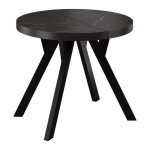 Table ronde d�cor marbre noir - extensible 100 - 200 cm - 6 � 12 pers. balut home pied central en y noir ...