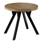 Table ronde d�cor wotan ?extensible de100 � 200 cm balut home pied central en y noir salle � manger moderne ...