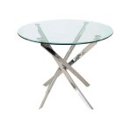 Table ronde design - agis - d 90 x h 73 cm - verre et m�tal chrom�