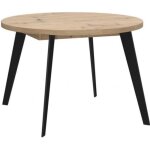 Table ronde extensible 110 � 155 cm d�cor bois pieds m�tal - vanessa meubletmoi