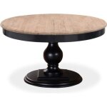 Table ronde extensible en bois massif hlose bois naturel et pied noir