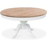 Table ronde extensible en bois massif sidonie blanc