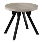 Table ronde extensible d�cor halifax blanc ? de100 � 200 cm balut home pied central en y noir salle � ...