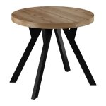 Table ronde d�cor kraft dor� - balut home ? extensible de 100 � 200 cm pied central en y noir salle � ...