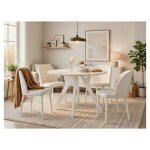 Table ronde extensible d�cor marbre blanc 100?200cm 6�12 pers. ? table � manger design avec pied y h�tre ...