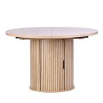 Table ronde extensible en m�lamin� effet bois avec base de rangement design �l�gant �120 / 160 cm pour ...