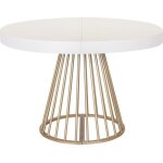 Table ronde extensible soare blanc pieds or