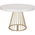 Table ronde extensible soare effet marbre pieds or