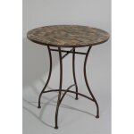 Table ronde de jardin en fer forg avec mosaique - ckw - modle - marron - mtal