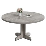 Table ronde � manger 120 cm pour 4 - 6 personnes - style rustique moderne - bois massif stable - parfaite ...