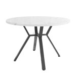 Table ronde � manger 1m moderne en marbre avec support m�tal noir stable et durable pour int�rieur contemporai ...