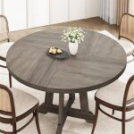 Table ronde - table � manger base bois - grand plateau - table � manger style contemporain - l120 x h76 ...