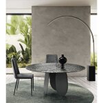 Table ronde - maya - 120 cm - piètement en métal noir - plateau en verre martelé - 6 places Table ronde - maya - 120 cm - piètement en métal noir - plateau en verre martelé - 6 places