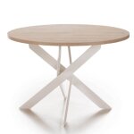 Calicosy - table ronde avec pieds en métal l120 cm - ther - bois clair / blanc - bois clair / blanc Calicosy - table ronde avec pieds en métal l120 cm - ther - bois clair / blanc - bois clair / blanc