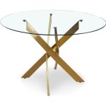 Table ronde en verre corix pieds or