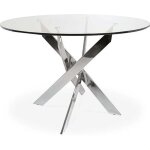 Table ronde en verre et pied chrom sofia