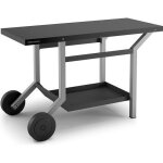 Table roulante en acier pour plancha forge adour - noir et gris clair mat Table roulante en acier pour plancha forge adour - noir et gris clair mat