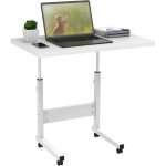 Table roulante de lit canap - blanc - 60x40cm - bureau dordinateur avec roulettes  360