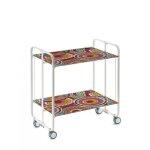 Desserte pliante bauhaus avec roulettes structure blanche 2 niveaux 4 positions don hierro. 2929