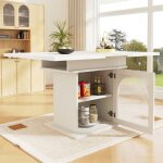 Table de salle � manger (110)140�80�76 cm table extensible cuisine salon rangement int�gr� porte vitr�e ...
