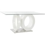 Table de salle à manger - 160x90 cm - verre transparent - mdf blanc - rectangulaire Table de salle à manger - 160x90 cm - verre transparent - mdf blanc - rectangulaire