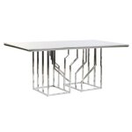Table de salle à manger - argenté - verre - acier - 180 x 90 x 75 cm - Élégante et moderne Table de salle à manger - argenté - verre - acier - 180 x 90 x 75 cm - Élégante et moderne