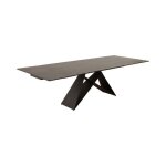 Table de salle � manger atara 180?260 cm ? plateau en c�ramique gris taupe et structure en m�tal noir ...