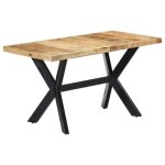 Table de salle  manger en bois manguier massif brut - ingshop - 140x70x75 cm - marron - laqu