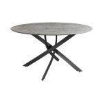 Table de salle � manger courbax ronde 120 cm ? table contemporaine aspect pierre et m�tal