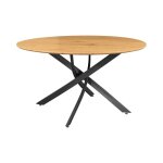 Table de salle � manger courbax ronde 120 cm ? table industrielle aspect ch�ne sauvage et m�tal