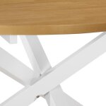 Table de salle  manger - cuque - ronde - blanc et marron - 120 x 75 cm - bois dhva massif