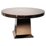 Table de salle à manger design en bois mdf et miroir coloris bronze l. 130 x p. 130 x h. 77 cm collection ... Table de salle à manger design en bois mdf et miroir coloris bronze l. 130 x p. 130 x h. 77 cm collection ...