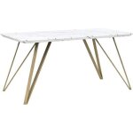 Table de salle à manger effet marbre / doré - beliani - molden - rectangulaire - 6 places Table de salle à manger effet marbre / doré - beliani - molden - rectangulaire - 6 places