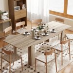 Table de salle � manger extensible de 180 � 260 cm pour 6 � 10 personnes en bois