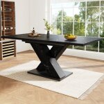 Table de salle � manger extensible design x moderne table cuisine robuste pour 4 � 6 personnes noir 119 ...
