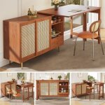 Table de salle � manger extensible meubles de bar ilot central cuisine avec rangement et plan de travail ...