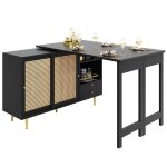 Table de salle � manger extensible meubles de bar ilot central cuisine avec rangement et plan de travail ...