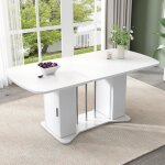 Table de salle � manger extensible - ovale avec espace de rangement t�lescopique multifonctionnelle � ...