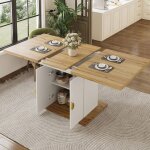 Table de salle � manger extensible rectangulaire 110(140)x70x76cm placage bois avec espace de rangement ...