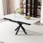Table de salle à manger extensible - dreammespace - rectangulaire - noir et blanc - 6 places - marbre ... Table de salle à manger extensible - dreammespace - rectangulaire - noir et blanc - 6 places - marbre ...
