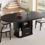 Table de salle � manger extensible ronde 118 - 158x118x77cm table � manger ovale bois 6 personnes avec ...