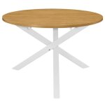 Table de salle à manger - fydun - ronde - blanc et marron - 120 x 75 cm - bois dhévéa massif Table de salle à manger - fydun - ronde - blanc et marron - 120 x 75 cm - bois dhévéa massif