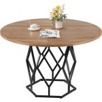 Table de salle � manger - garvee - 120 cm rond - pour 4 � 6 personnes - avec pied central en m�tal diamant ...
