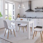 Table de salle  manger - ingshop - blanc brillant - rectangulaire - contemporain - design