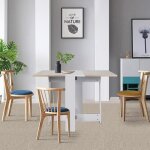 Table de salle � manger keke - pliable 4 personnes - style contemporain blanc - ch�ne